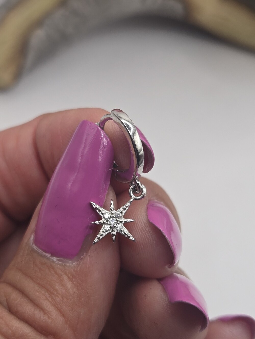 Sterling Silver Starburst Hoop Drop Earrings - Silver